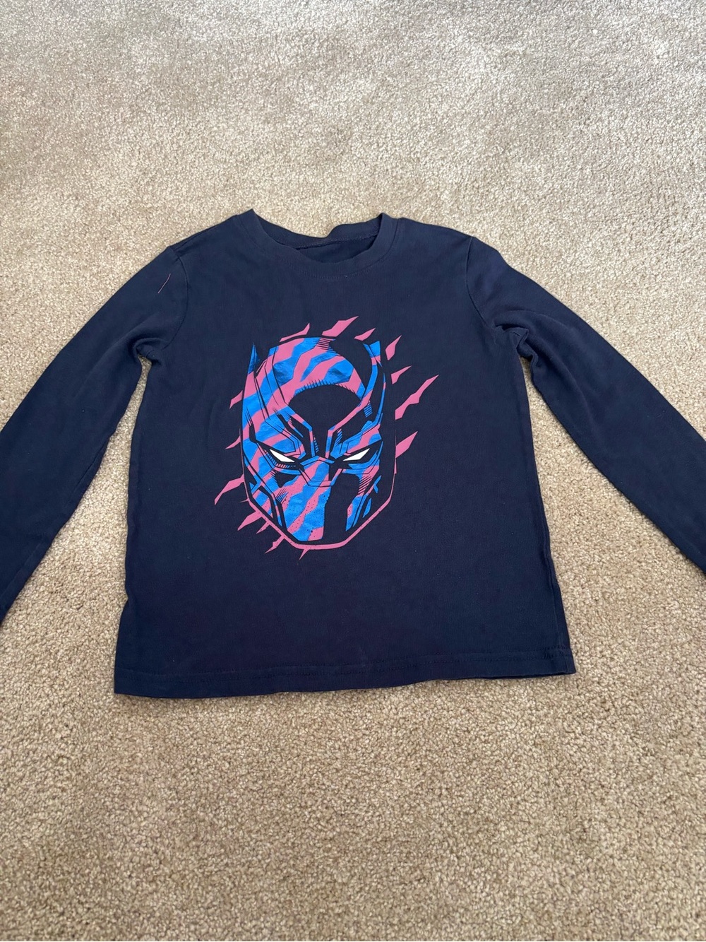jumping beans Black Long-Sleeve Tee with Blue & Pink Mask Graphic